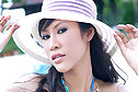 Breasty Nee Nalinda strips bikini in sun hat and poses nude